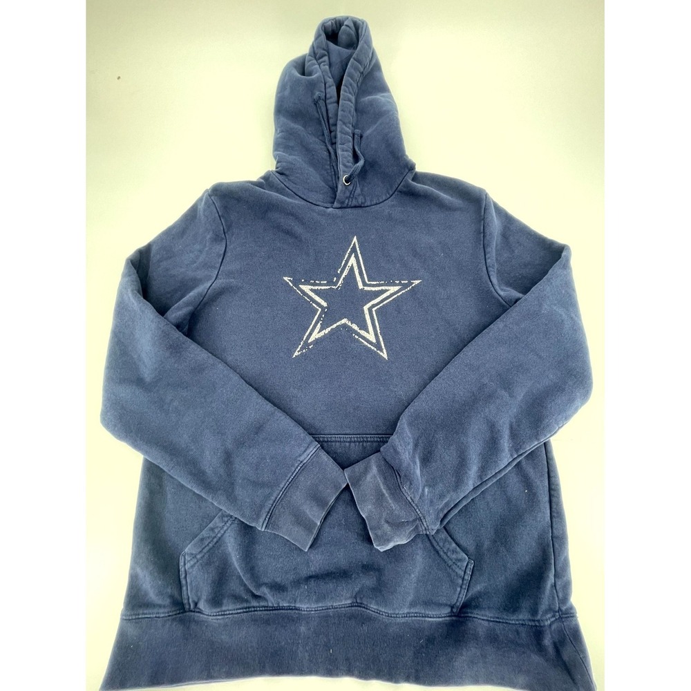 Vintage Dallas Cowboys Hoodie Womens Large Blue Football NFL Fleece Lined Cotton